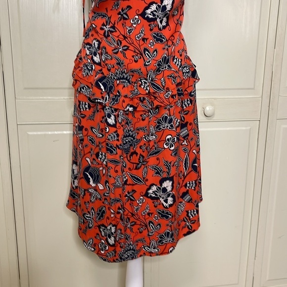 NORDSTROM Signature Women’s Silk Red Paprika Indio Floral Dress Size 8 - Picture 8 of 9